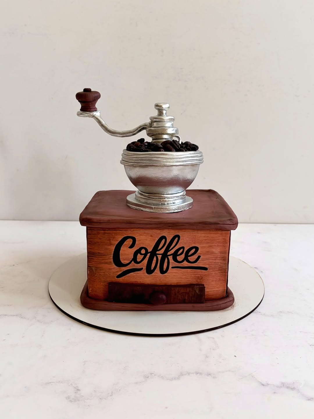 Coffee grinder fondant cake